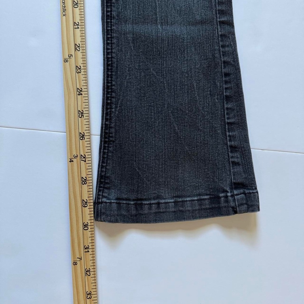 Lovesick Y2K Low Rise Bootcut Jeans Black Purple Stitching Size 7 28 Waist - Picture 6 of 6